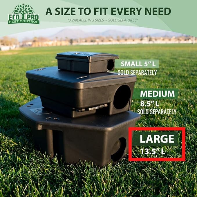 Rat Bait Stations 2-Pack | Refillable Outdoor Mouse Bait Station with Locks &amp Keys | Weather-Resistant Rodent Bait Box for Indoor &amp Outdoor | Pet &amp Kid-Safe Rat Trap Alternative - Large Si