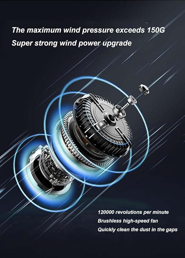 6 inch Snow Whiz Led Turbo BlowerMini Car Vacuum CleanerTurbo Breeze Electric BlowerHigh-Power Electric Air Duster for Blow DustBlow WaterBlow SnowOutdoors Cleaning Portable