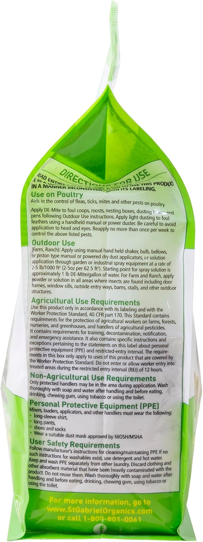 St. Gabriel Organic DE-Mite Chicken Dust Bath 20oz Pack of 2 - Diatomaceous Earth for Insect Control on Backyard Poultry