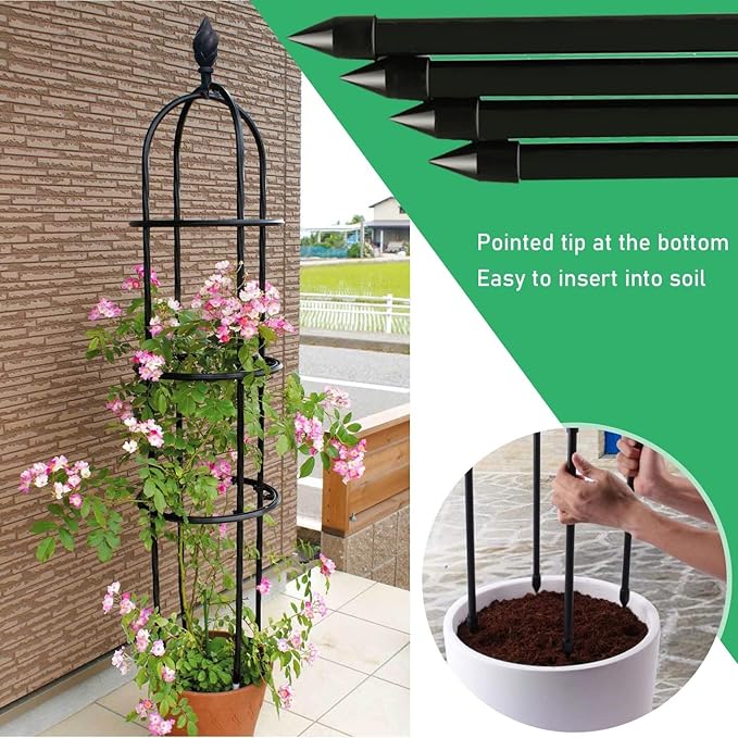 Garden Trellis for Climbing Plants Outdoor &amp Indoor Trellis 0.6in Metal Pipes Roses Climbing Support Rustproof Flowers Stands Vines Vegetables Cage(BlackHigh120cm/47in)