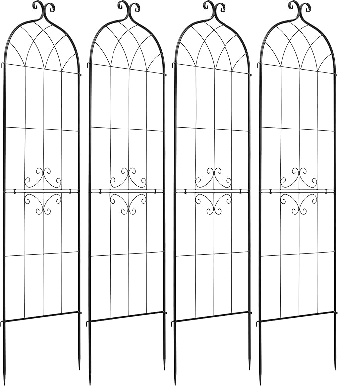 VEVOR Garden Trellis 71 x 20 inch Rose Trellis 4 Packs Garden Flower Rose Trellises with Powder-Coated Finish &amp Convenient Locking Design Plant Support Trellises for Flowers Vegetables Roses