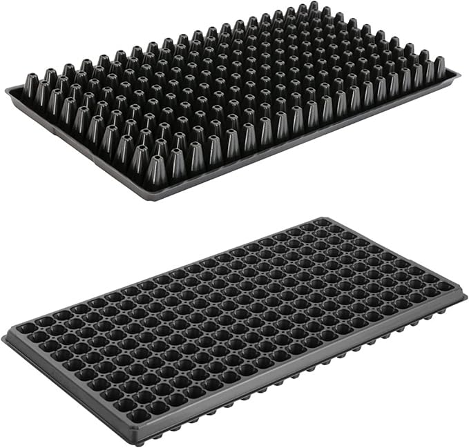 200 Cell Plug Tray 10pcs-Pack Thick Durable Seed Starter Flats Vegetable Fruit Seeds Seedling Plastic Plug Farmer Nursery Trays Propagation