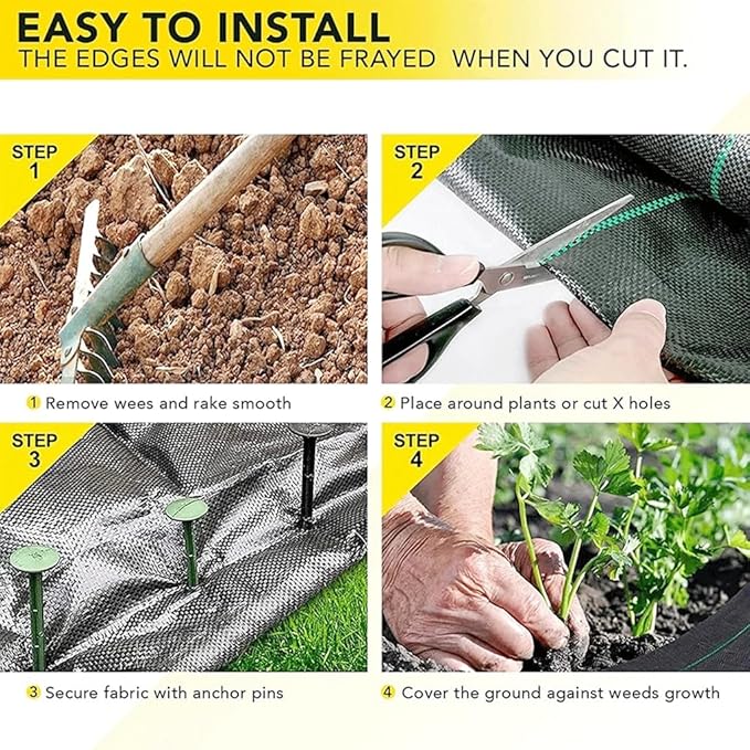 Heavy Duty Weed Barrier Landscape Fabric Garden Stakes Block UV Tear Resistant Ground Cover Mat Control for Agriculture Outdoor (Size : 1MX5M)