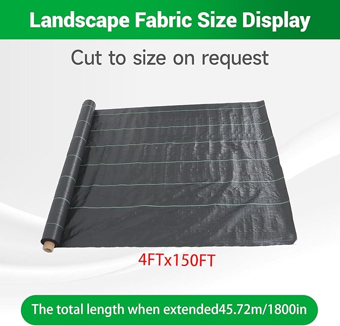 Weed Barrier Fabric Planting Cover - 4 x 150 FT Heavy Duty Landscape Fabric Ground Cover Block for Outdoor Planting