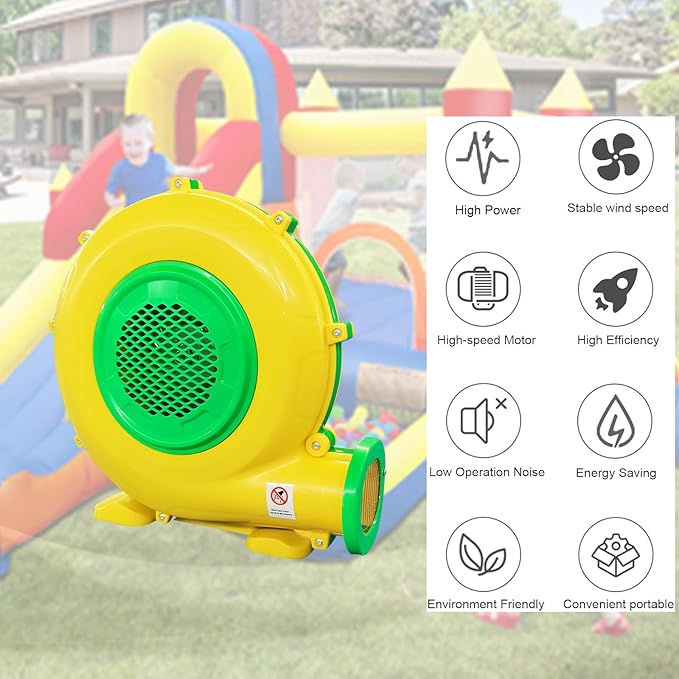 950W+480W High Power Air Blower for Inflatable Spray Booth Inflatable Bounce House Blower Portable Fan Pump Corded Commercial for Bouncy Castle Jumper Water Slide