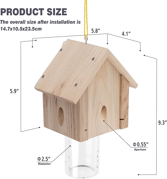 Professional Carpenter Bee Trap for Outside - Cabin Style Nature Hanging Wood Trap for Outdoor with Removable Bee Vault (2 Pack)