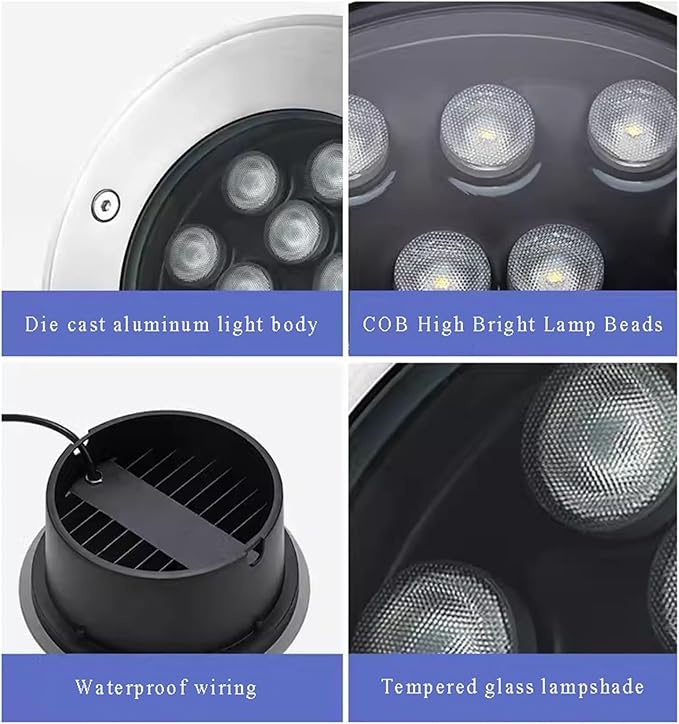 IP66 Waterproof LED Underground Light - Recessed Spotlight for Pathway Patio Garden Step Deck - 85-265V Round Landscape Lamp for Outdoor Lighting (Warm White 3W)