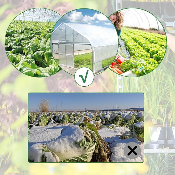 12x26ft Greenhouse Plastic Film Sheeting 6 mil Polyethylene Greenhouse Film Hoop UV Resistant Clear for Outdoor Plants Clear Floating Row Cover