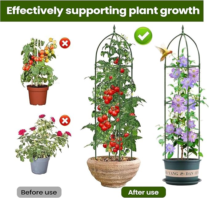 Garden Trellis - Adjustable Vertical Support Stake | Flowers Steel Frame Vertical Stand Frame Holder All Weather Climbing Frames for Vines Flowers Pea Bean Tomato Clematis Window Sill Balcony