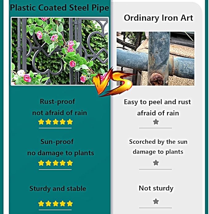 Outdoor Garden Trellis Plastic Coated Galvanized Fence Panel Durable Flowers Stands Support for Climbing Rose Vegetable Flower120cm