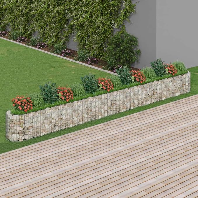 Gabion Galvanized Iron Raised Bed - Silver Steel Welded Wire Garden Fencing Retaining Wall Landscape Grid