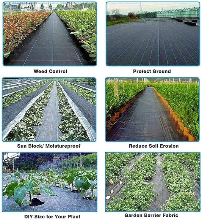1pcs PE Agricultural Anti Grass Cloth Farm-Oriented Weed Barrier Mat Plastic Mulch Thicker Orchard Garden Weed Control Fabric(1m Width 15M Length)