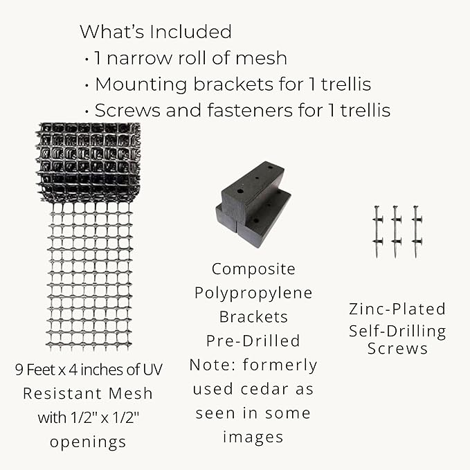 Deck Post Trellis for Posts and Columns 108 in x 4 in Narrow Climbing Plant Support HDPE Mesh Vine Trellis for Clematis and Vines Scroll Trellis 1-Pack