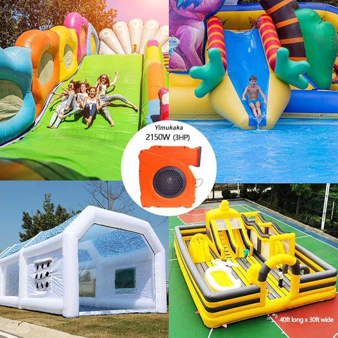 3HP Inflatable Bounce House Blower2150W Commercial Air Blower for Large Water SlidesInflatable Paint BoothCastle and Jump Slides