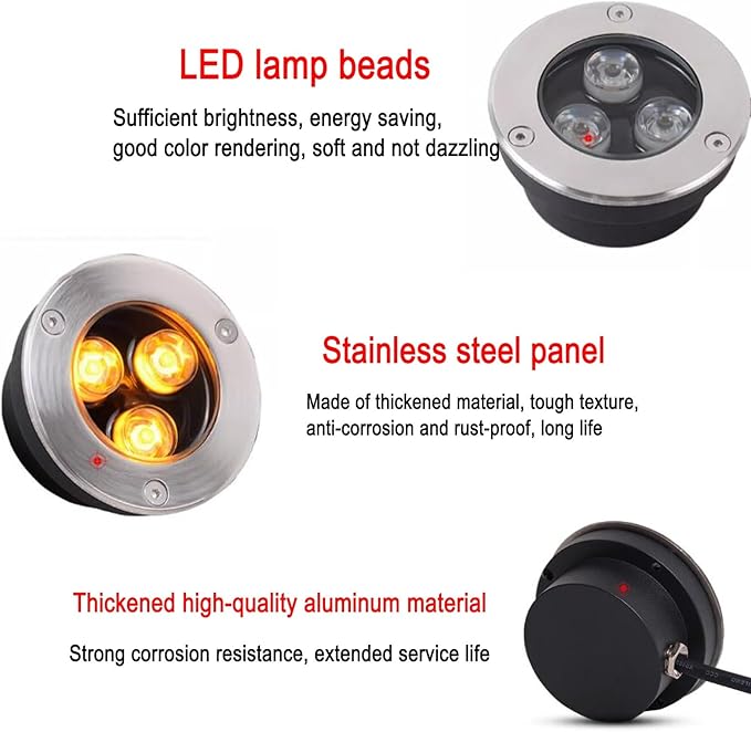Outdoor Landscape Lights - Low Voltage LED Underground Spotlight IP67 Waterproof Ultra-Thin Recessed Floor Lamp for Garden and Courtyard Easy Installation (White 12W / Red 24W)