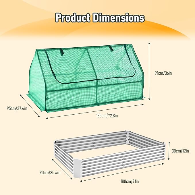 Galvanized Tall Raised Garden Bed Kit Oval Large Planting Box Rubber Strip Edging for Vegetables Outdoor Silver 6×3×1ft