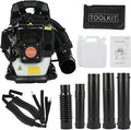cdar Backpack Gas Powered Leaf Blower 2 Stroke Grass Lawn Blower Air Cooling Gasoline Backpack Grass Blower with Air-Cooled Snow Blower for Lawn Care Road Cleaning (550CFM 52CC Orange Black)