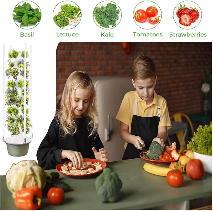 Hydroponics Growing System Tower with LED Light Vertical Indoor Garden Planter for Herbs Vegetables &amp Fruits(7Layer)