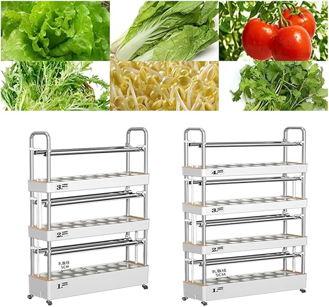 Indoor Hydroponic Growing Sys-tem Hydroponics growing tower Aeroponic Garden Tower with LED Light for Offices Hotel HomeClayPebbles-48holes