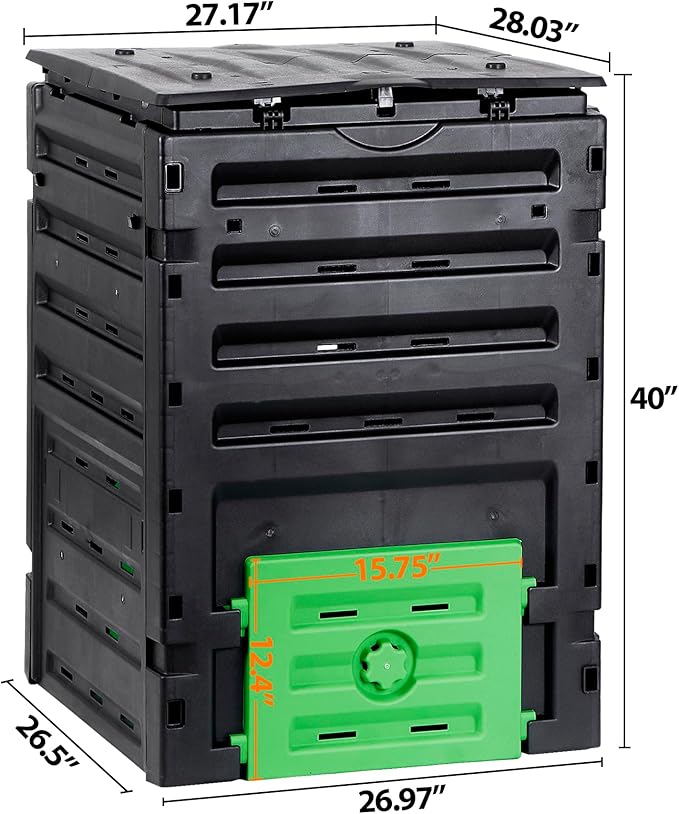 JupiterForce 120 Gallon Large Compost Bin BPA Free Outdoor Composting Tumblers for Garden Patio Easy Assembling Fast Creation of Fertile Soil Lightweight