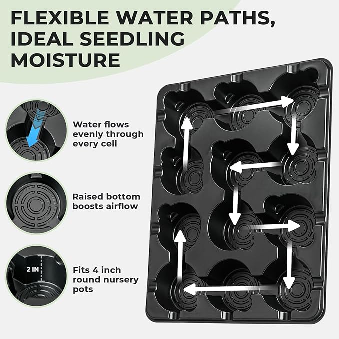 homenote 4 Inch Seed Starting Trays 5 Pack 12-Cell Seedling Starter Trays for Indoor Outdoor Growing Plant Starter Germination Trays for Pots Seedlings Compatible with 4 Nursery Pots