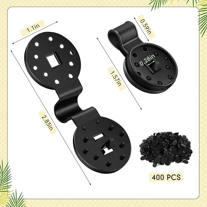 Barydat 400 Pcs Black Shade Cloth Plastic Clips Round Sunshade Net Fixing Clip Fabric Clips for Garden Anti Bird Netting Greenhouse Outdoor Agricultural Netting Fabric Accessories