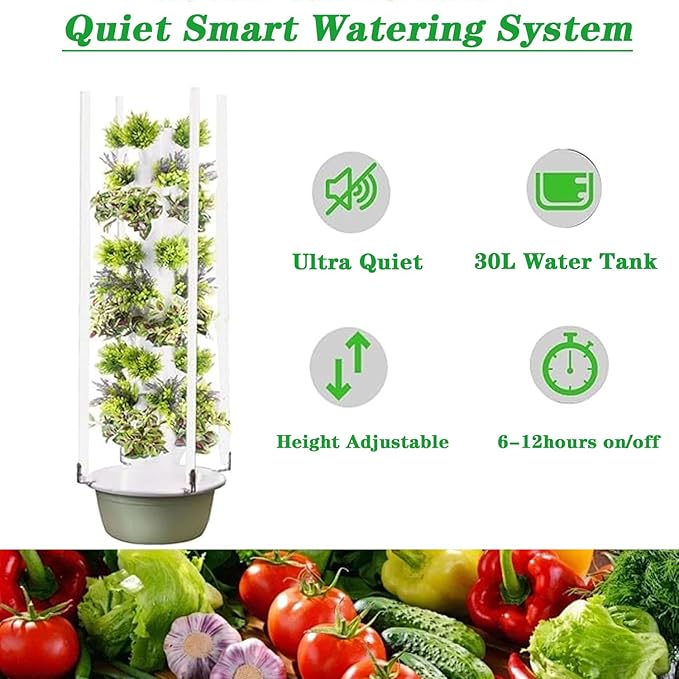 Hydroponics Growing System Hydroponic Growing Kits &amp Systems Hydroponics Tower with LED Grow Light with Hydrating Pump Adapter for Herbs Fruits and Vegetables7 Layer