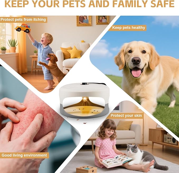 4 Packs Flea Traps for Inside Your Home Effective Flea Trap for Home &amp Garage with 12 Sticky Disc 12 Bulbs 4 Electric Wires Bed Bug with Light for Indoor Safe to Pets