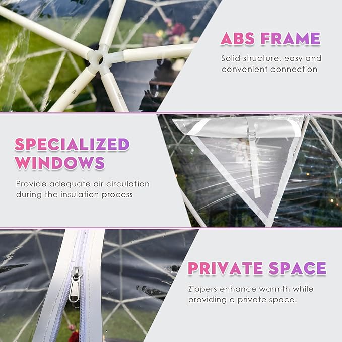 Garden Dome Tent 9.6/12/15 ft Outdoor Clear Bubble Tent for 2-8 Person All-Weather Geodesic Dome Greenhouse with Window &amp Door PVC Transparent Tent for Patio Camping Party