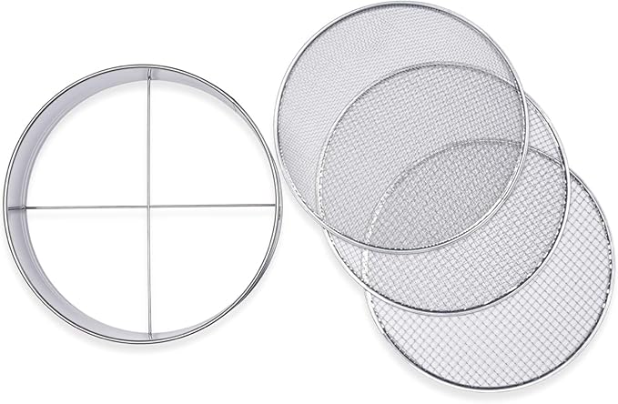 Stainless Bonsai Tool Soil Sieves Set with 3 Nets - 14.5x 14.5x 3 (X-1)