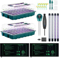 Seed Starter Tray with Grow Lights and Heat Mat 3-in-1 Soil Meter 80-Cell Seed Growing Tray Germination &amp Plant Propagation Station for Indoor Plants 2-Pack