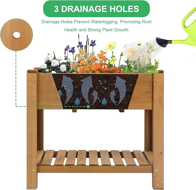 Raised Garden Beds Outdoor With Legs Wood Elevated Garden Box With L-Connection TabsStorage Shelf  Leg ReinforcementSuitable For Vegetables Flowers And Herbs Easy To Assemble 33.5X18X 30IN