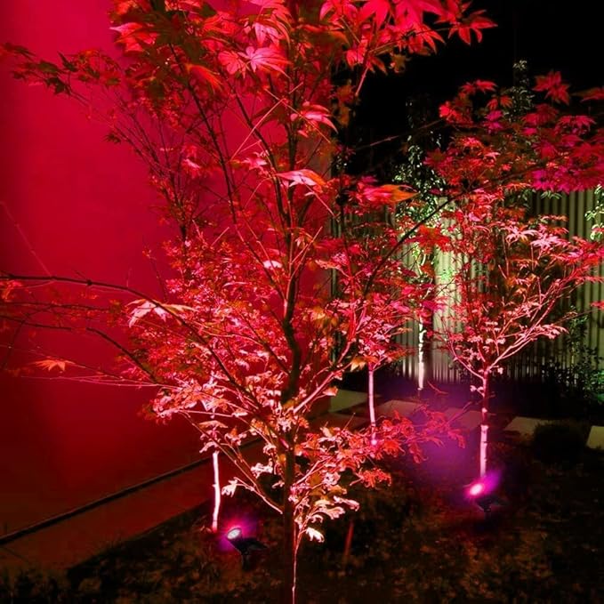 Solar Spotlights 4LED Solar Landscape Spotlights Solar Landscape Lights Waterproof 2-in-1 Multi Use Outdoor Wall Lights (Red)