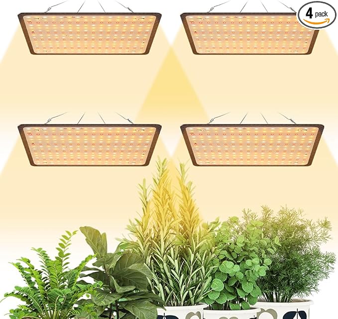 4PCS 400W Sunlight Lamp for Indoor Plants 256Leds Grow Light Full Spectrum Plant Growing Lamps for Indoor Cultivation Greenhouse Grow Tent Hydroponics with Dimmable Lights Levels US Plug with Hook