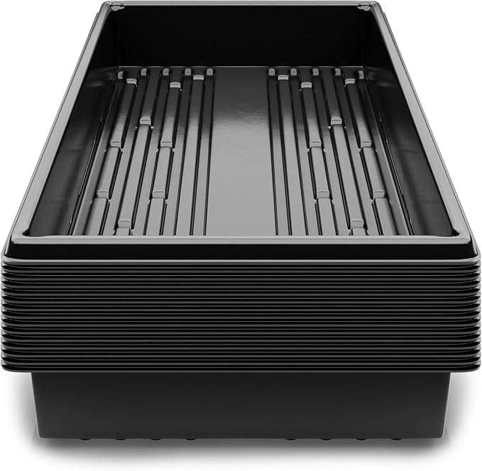 10x20 Inch Black Plastic 15 Pack Plant Propagation Tray – Growing Trays for Garden Planting Seedling Soil &amp Hydroponic Horticulture - Microgreen Trays Grow Plants - No Drain Holes