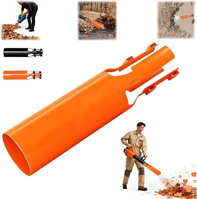 Leaf Blower Air BoosterLeaf Blower Nozzle Attachment Boosts Air Speed &amp Efficiency Easy to Install Airflow Accelerator Yard Cleanup Artifact (Orange)