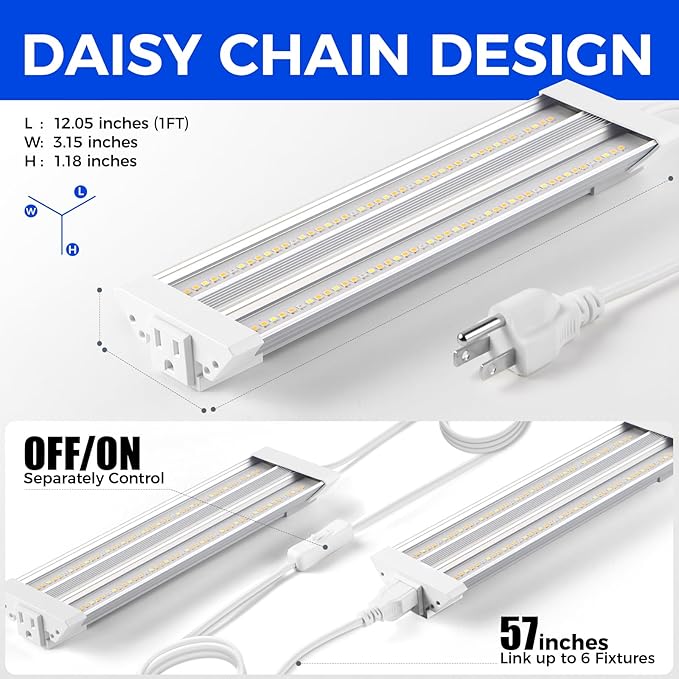 Barrina TX18 1FT LED Grow Light 72W(4 x 18W 360W Equivalent) High PPFD Full Spectrum with 660nm Red LED Hang Grow Light from Seed to Flower with On/Off Switch Mechanical Timer Linkable 4 Packs