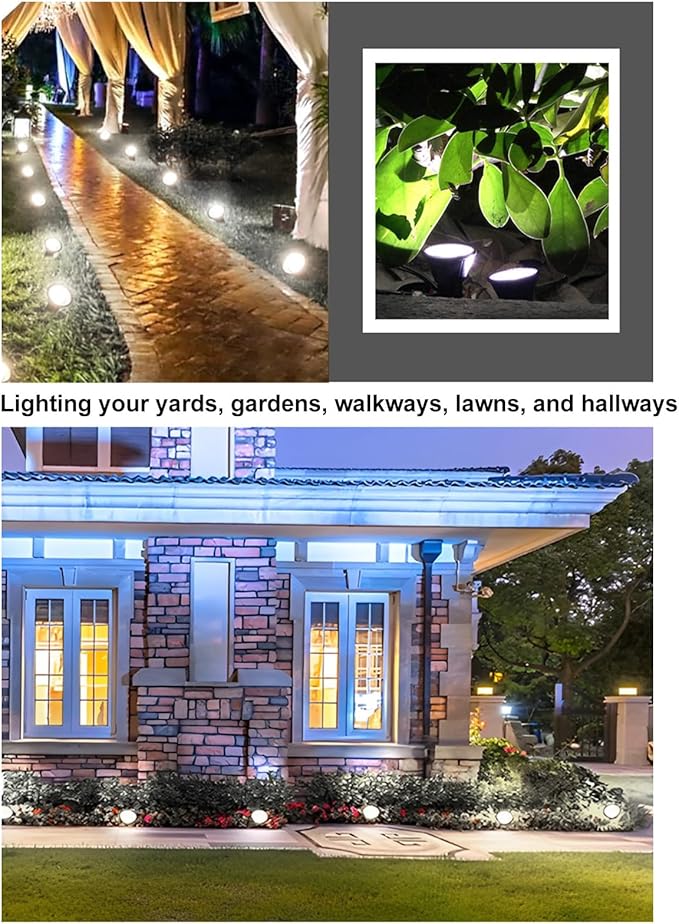 Solar Spot Lights Outdoor Water Proof LED Landscape Spotlights for Outside Garden Yard Landscape Pathway Pond Decoration (White Light)