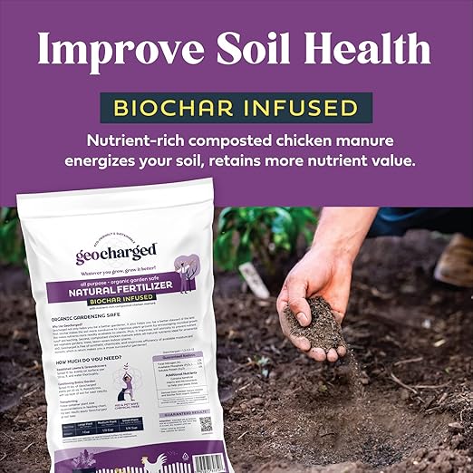 Organic Fertilizer Biochar Activated with Chicken Manure Indoor Outdoor Plant Food Kid and Pet Safe No Odor for Soil Flowers Potted Plants Raised Beds Vegetable Garden Compost 10 lb