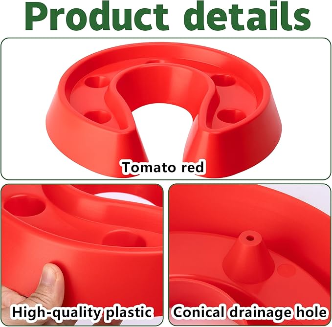 Adnee 6 Pcs Tomato Watering Trays Heavy Duty Tomato Automator Tray Surrounding Tomatoes Ring Tray for Plant Vegetables Water Conservation and Weed Control