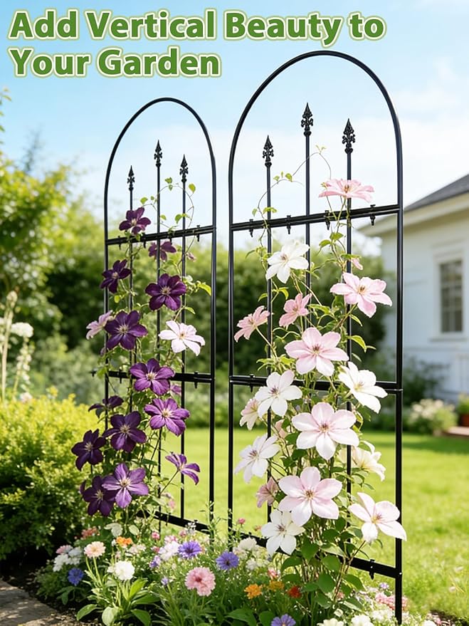 2 Pcs Garden Trellis for Climbing Plants Outdoor - 47'' H x 15.7'' W Rustproof Plant Metal Support Wire Decorative Lattice Panels for Climbing Vine Rose Ivy Cucumbers Flowers