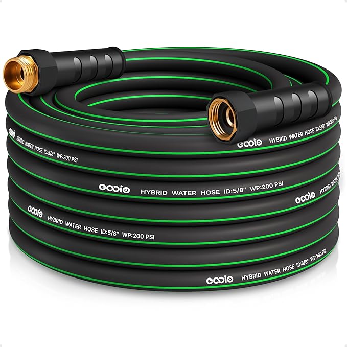 Heavy Duty Garden Hose 50ft NON-EXPANDABLE Flexible Water Hose Kink Resistant Lightweight Hybrid Hose Leakproof Hose Male to Female Fittings