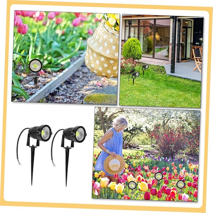 Homoyoyo 2pcs Cob Outdoor Spotlights Led Lawn Lights for Garden and Decoration Landscape Lighting Simple Installation Rated for Weather Use