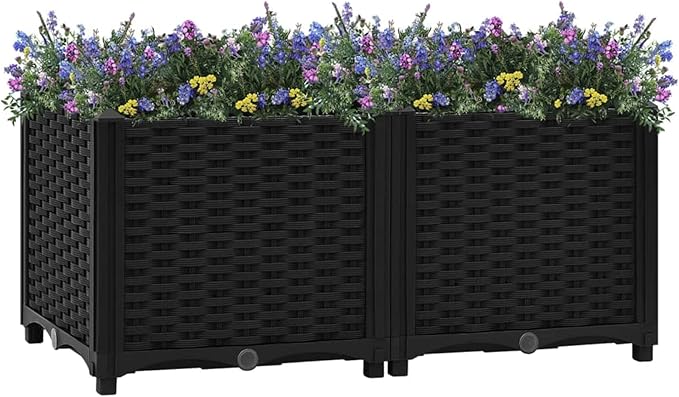 Raised Bed Durable Black Polypropylene Planter Box for Outdoor Gardening Vegetables Herbs and Flowers