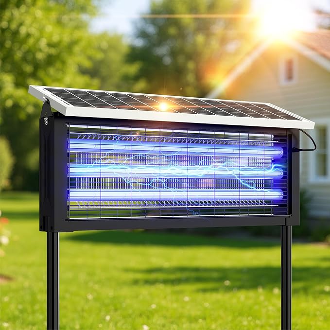 Solar Bug Zapper Outdoor 30W Large Mosquito Zapper Electric Mosquito Killer Outdoor Waterproof &amp Portable Fly Killer Rechargeable Flying Insect Trap for Patio Yard Garden Home Camping Bla