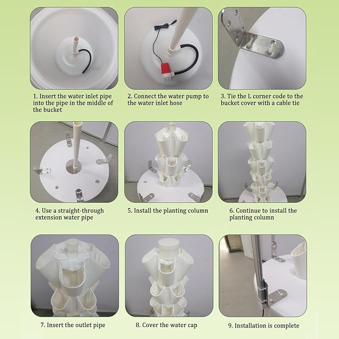Tower Garden Growing System Hydroponics Tower Growing System Kit Soilless Cultivation Hydroponic Growing Kits for Indoor/Outdoor Herbs(White125cm/50)