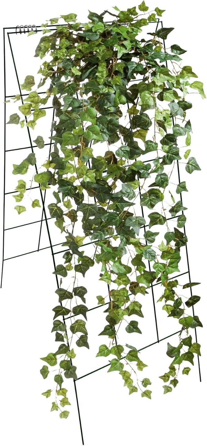 Garden Cucumber Trellis A-Frame Folding Plant Trellis 46 Inch by 18 Inch for Climbing Vegetables Flowers Green 4 Pack with Clips and Cable Ties