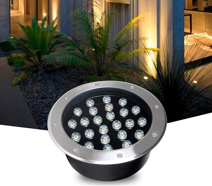 LED Garden Underground Light – Round Waterproof Landscape Lamp for Outdoor Walkway Driveway Deck and Patio – Available in Yellow (9W) and Purple (3W)