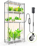 Indoor Greenhouse with Grow Light and Shelves - 4 Tier Plant Stand with Grow Light Zippered PVC Cover and 3 Dimmable 1.8FT 60W Grow Lights with Timer 30 L X 14 W X 59 H Black