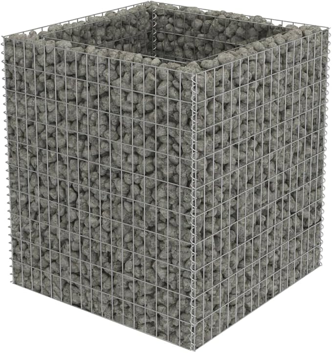 Gabion Planter Galvanized Steel Metal Box: Outdoor Large Bed for Gardening Flower and Plant Growing 35.4x35.4x39.4